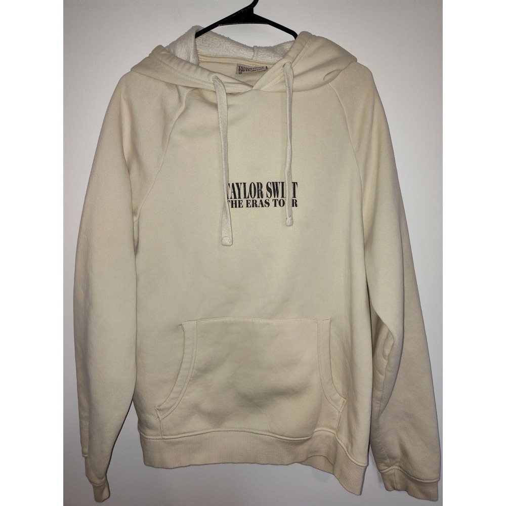 Taylor Swift The Eras Tour Beige Hoodie Fleece Sweatshirt Medium Concert‎ Merch